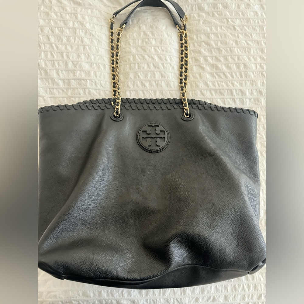 Tory Burch Black Leather Tote Bag